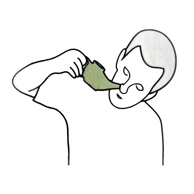 Illustration of a Person Using a Neti Pot With the Neti Pot in Their Nose